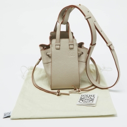 Loewe Grey Leather Mini Hammock Drawstring Bag