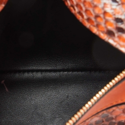 Loewe Orange/Black Python and Leather Mini Puzzle Shoulder Bag