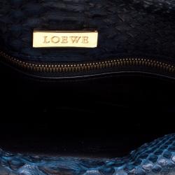 Pre Owned Loewe Navy Blue Python Folded Clutch