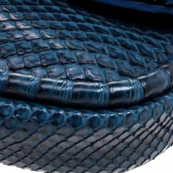 Pre Owned Loewe Navy Blue Python Folded Clutch