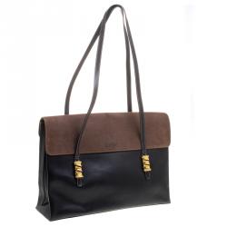 Pre Owned Loewe Black/Brown Leather Business Bag