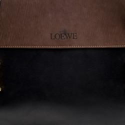 Pre Owned Loewe Black/Brown Leather Business Bag