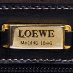 Pre Owned Loewe Black/Brown Leather Business Bag