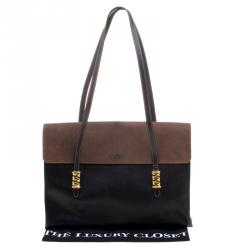 Pre Owned Loewe Black/Brown Leather Business Bag