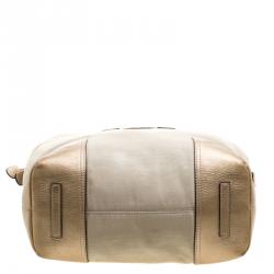Loewe Beige/Gold Canvas and Leather Hobo