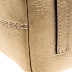 Loewe Beige/Gold Canvas and Leather Hobo