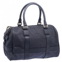 Pre Owned Loewe Hale Navy Leather Paseo Boston Bag