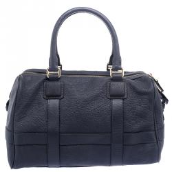 Pre Owned Loewe Hale Navy Leather Paseo Boston Bag