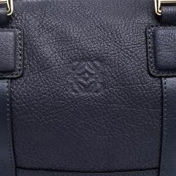 Pre Owned Loewe Hale Navy Leather Paseo Boston Bag