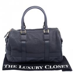 Pre Owned Loewe Hale Navy Leather Paseo Boston Bag