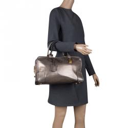 مملوكة مسبقًا Loewe Metallic Beige Leather Amazona Satchel