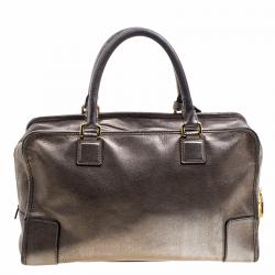 مملوكة مسبقًا Loewe Metallic Beige Leather Amazona Satchel