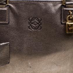 مملوكة مسبقًا Loewe Metallic Beige Leather Amazona Satchel