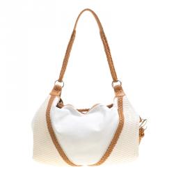 مملوكة مسبقًا Loewe White and Brown Leather Hobo