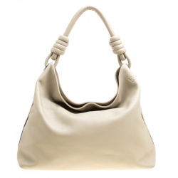 Loewe Beige Leather Flamenco Knot Hobo