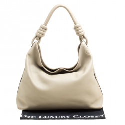 Loewe Beige Leather Flamenco Knot Hobo