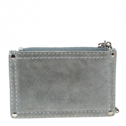 Pre Owned Loewe Sage Green Suede Chain Coin Purse