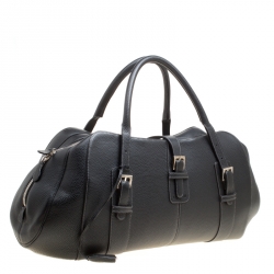 Pre Owned Loewe Black Leather Senda 3 Weekender Bag