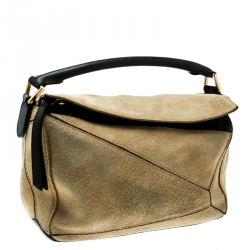 Pre Owned حقيبة كتف لويفي بازل جلد وسويدي بيج