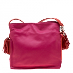 Pre Owned Loewe Pink/Coral Leather Small Flamenco Shoulder Bag