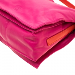 Pre Owned Loewe Pink/Coral Leather Small Flamenco Shoulder Bag