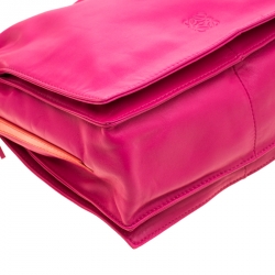 Pre Owned Loewe Pink/Coral Leather Small Flamenco Shoulder Bag