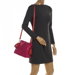 Pre Owned Loewe Pink/Coral Leather Small Flamenco Shoulder Bag