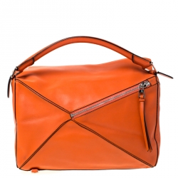 Pre Owned Loewe Orange Leather Puzzle Bag