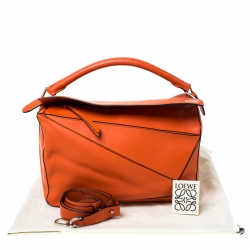 Pre Owned Loewe Orange Leather Puzzle Bag