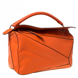Pre Owned Loewe Orange Leather Puzzle Bag