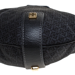 Loewe Black Monogram Fabric and Leather Hobo
