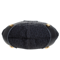 Loewe Black Monogram Fabric and Leather Hobo
