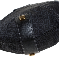 Loewe Black Monogram Fabric and Leather Hobo