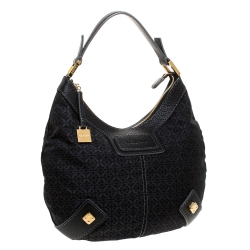 Loewe Black Monogram Fabric and Leather Hobo