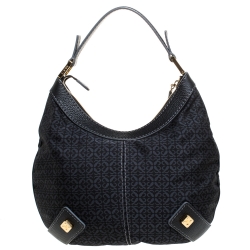 Loewe Black Monogram Fabric and Leather Hobo