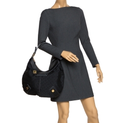 Loewe Black Monogram Fabric and Leather Hobo