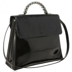 Pre Owned Loewe Satinless Steel Black Leather Top Handle Briefcase