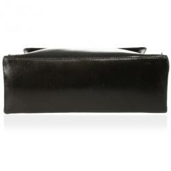 Pre Owned Loewe Satinless Steel Black Leather Top Handle Briefcase
