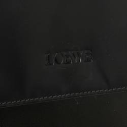 Pre Owned Loewe Satinless Steel Black Leather Top Handle Briefcase