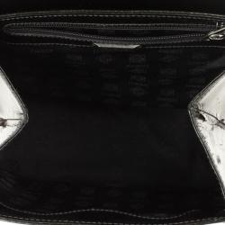 Pre Owned Loewe Satinless Steel Black Leather Top Handle Briefcase