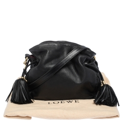 Pre Owned Loewe Black Leather Flamenco Crossbody Bag