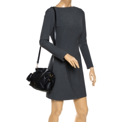 Pre Owned Loewe Black Leather Flamenco Crossbody Bag