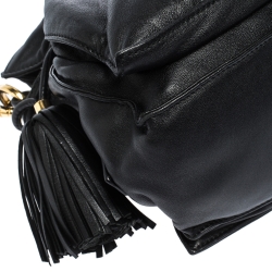 Pre Owned Loewe Black Leather Flamenco Crossbody Bag