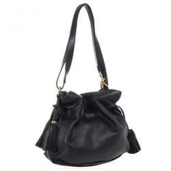 Pre Owned Loewe Polished Black Calfskin Flamenco 30 Shoulder Bag