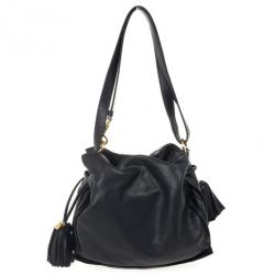 Pre Owned Loewe Polished Black Calfskin Flamenco 30 Shoulder Bag