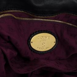 Pre Owned Loewe Polished Black Calfskin Flamenco 30 Shoulder Bag