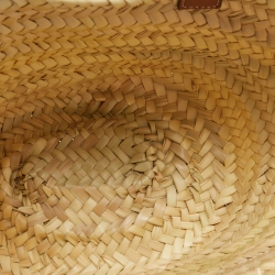 Pre Owned Loewe Beige/Brown Woven Raffia and Leather Small Tote
