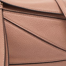 Loewe Old Rose Leather Mini Puzzle Shoulder Bag