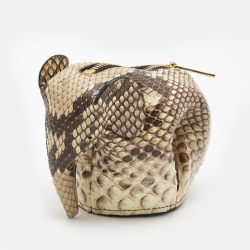 مملوكة مسبقًا Loewe Beige Python Elephant Coin Purse 
