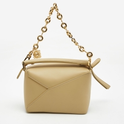 Loewe Cream Leather Mini Puzzle Top Handle Bag